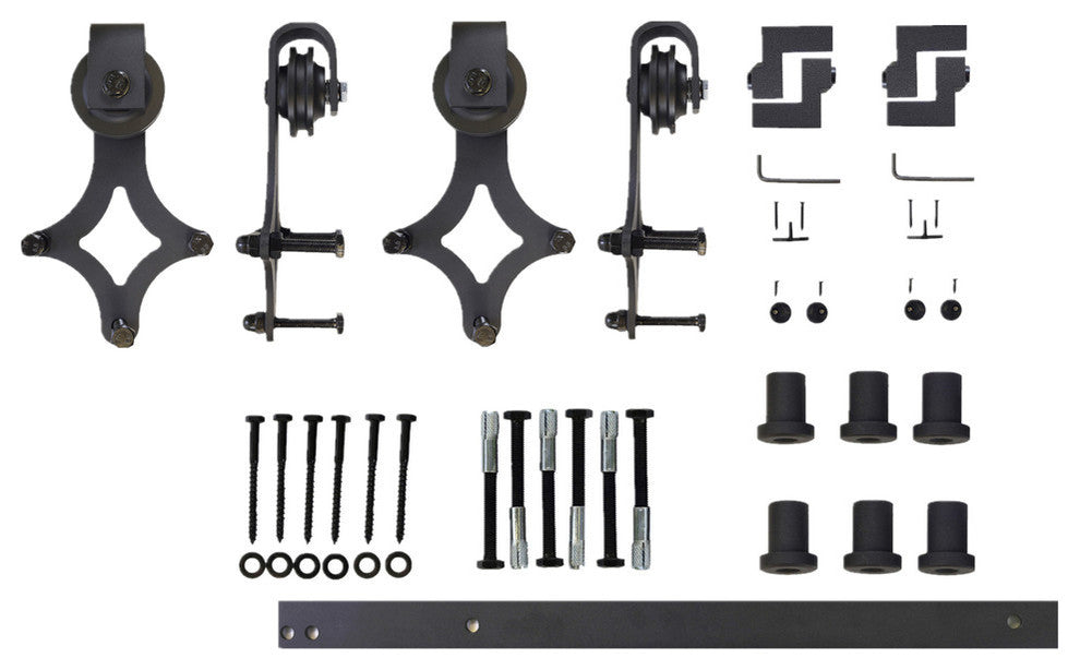 Vancleef Hardware Sliding Barn Door Hardware for Double Door, Diamond Design, 8'
