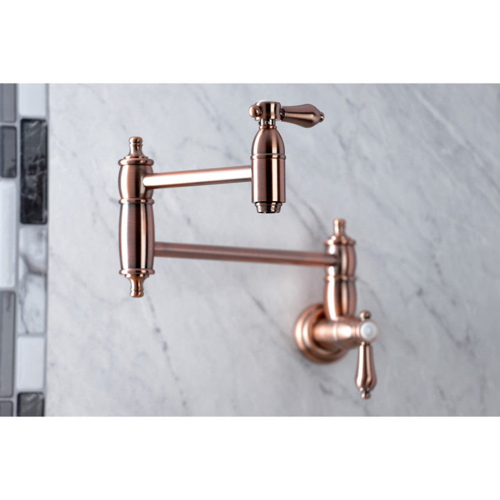 KS310BALAC Heirloom Wall Mount Pot Filler Kitchen Faucet, Antique Copper