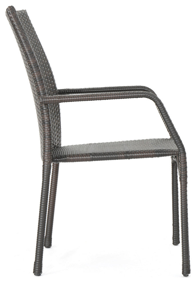 GDF Studio 5-Piece Knightley Outdoor Multi-Brown Wicker Dining Set