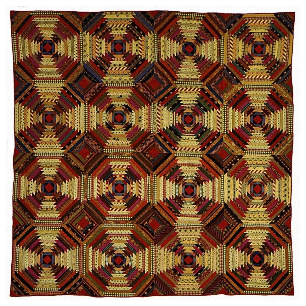 "Quilt, 'Log Cabin' Pattern, 'Pineapple' variation" Paper Art, 32"x32"