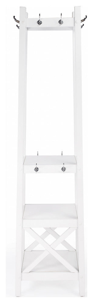 Fenya White Coat Rack With Shelves