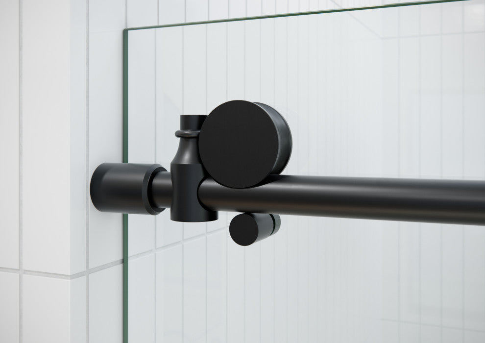 48-52"x78" Frameless Sliding Shower Door, Matte Black