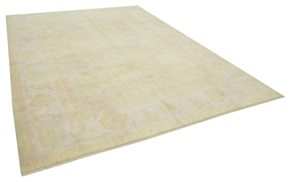 Rug N Carpet - Handwoven Oriental 8' 7" x 11' 7" Soft Beige Oushak Rug