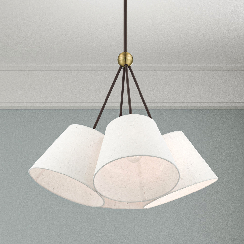 Livex Lighting Prato 4 Light Bronze With Antique Brass Accents Chandelier
