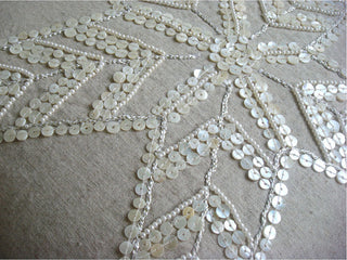 Starfish Ecru Shams, Cotton Linen 24"x24" Pillow Shams, Starfish Pearls