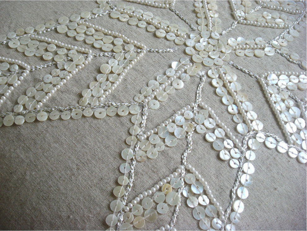 Starfish Ecru Shams, Cotton Linen 24"x24" Pillow Shams, Starfish Pearls