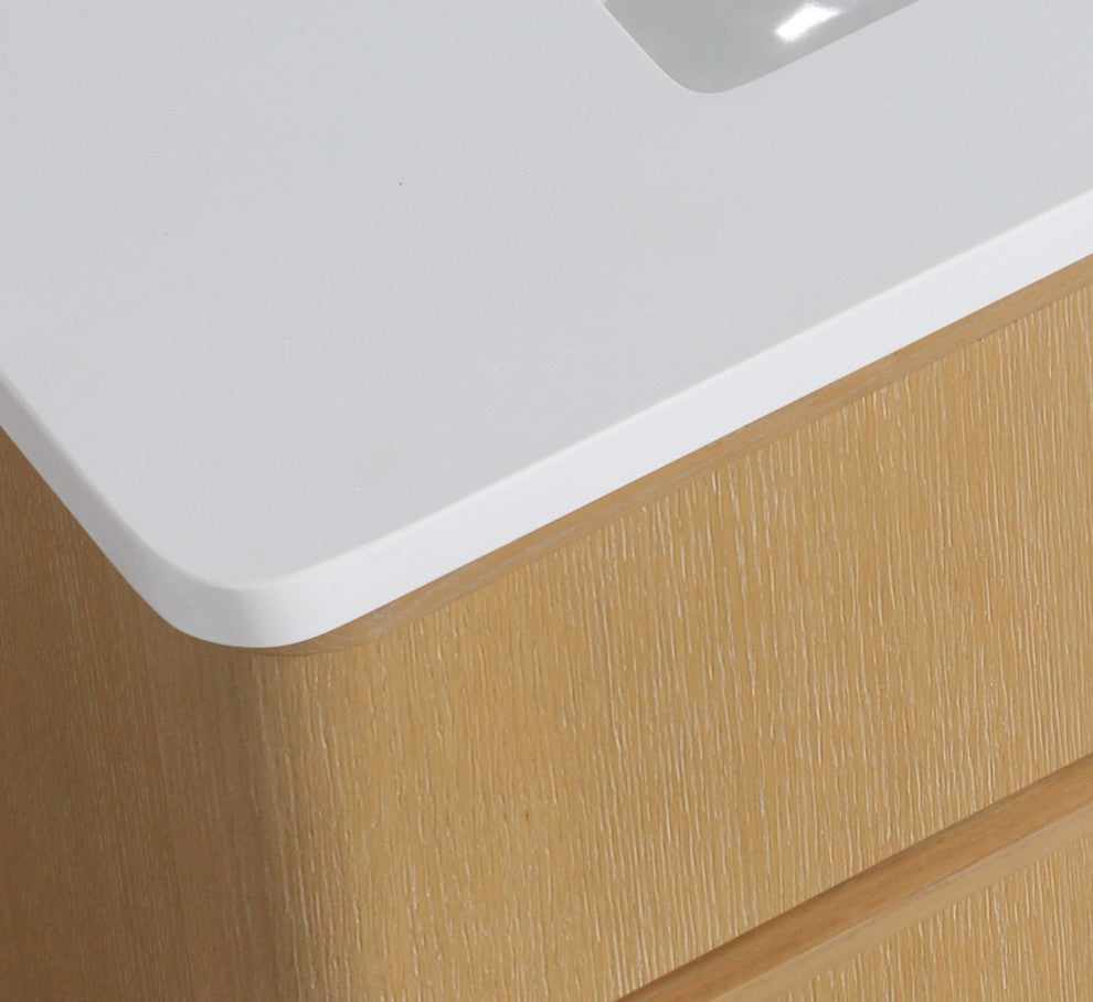 Lucas Bathroom Vanity, Washed Oak, 36", Single Sink, Floating