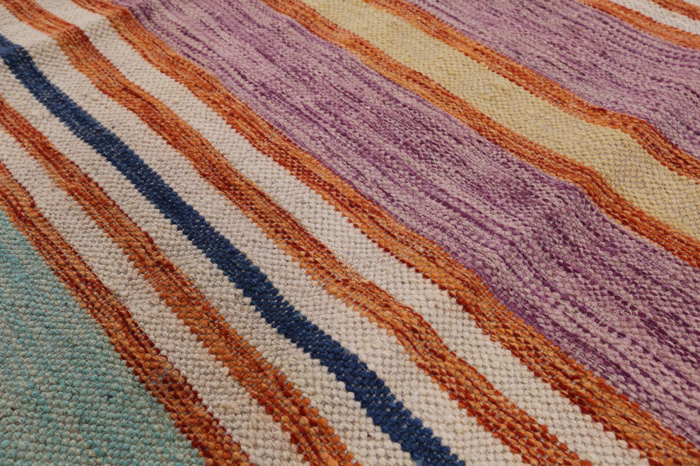 6' 5" X 9' 7" Flat Weave Kilim Wool On Wool Rug - Q12596