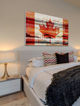 "Canadian Leaf" Print on White Wood, 60"x40"