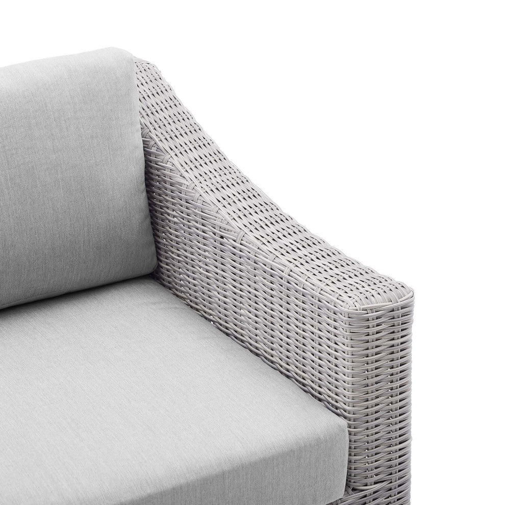 Lounge Chair, Sunbrella, Rattan, Wicker, Gray, Modern, Outdoor Patio Cafe