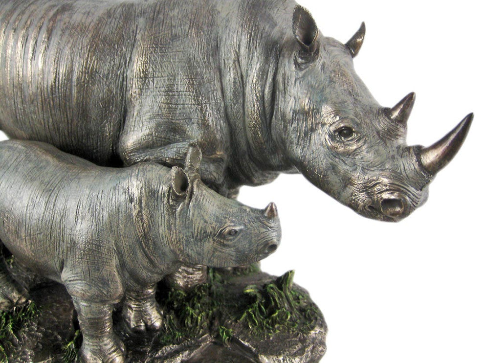 Mother And Child Rhinoceros Statue Baby Rhino