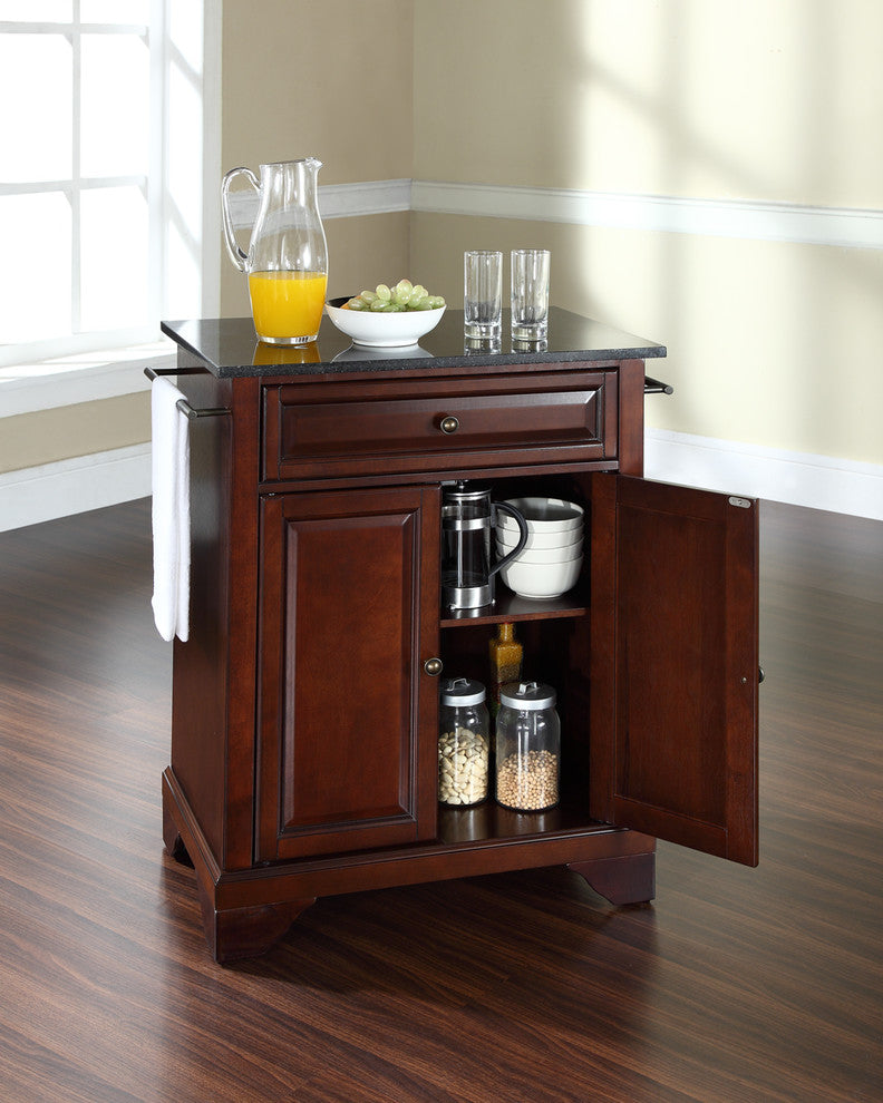 Crosley Furniture LaFayette Wood Portable Kitchen Island in Mahogany/Black