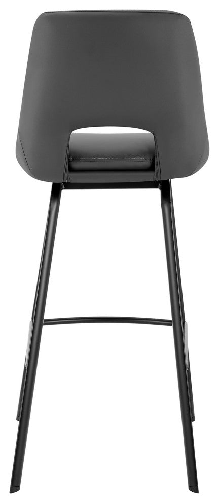 Carise Gray Faux Leather and Black Metal Swivel 26" Counter Stool