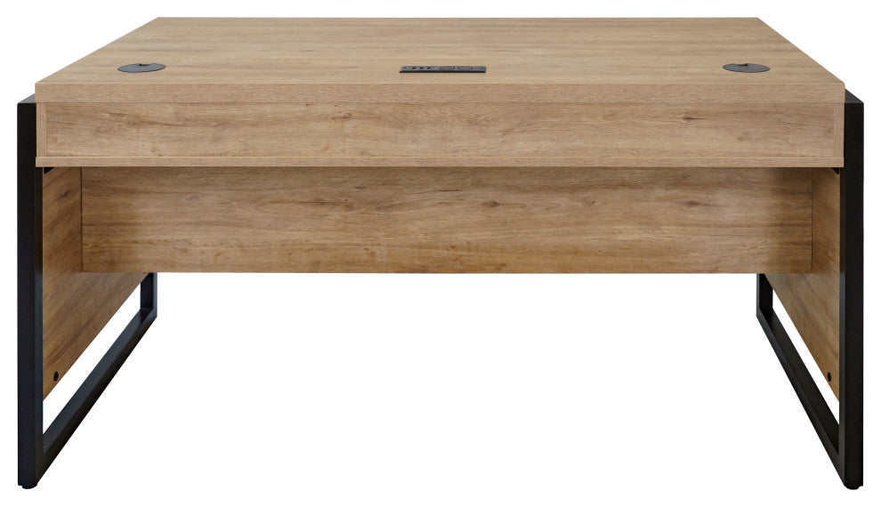 Modern Wood Laminate Office Desk, Writing Table, Light Brown