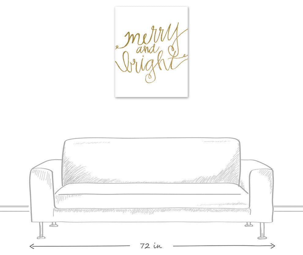 Gold Merry and Bright Canvas Wall Art, 24"x30", Unframed
