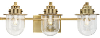 Northlake Collection Three-Light Vintage Brass Clear Glass Bath Light