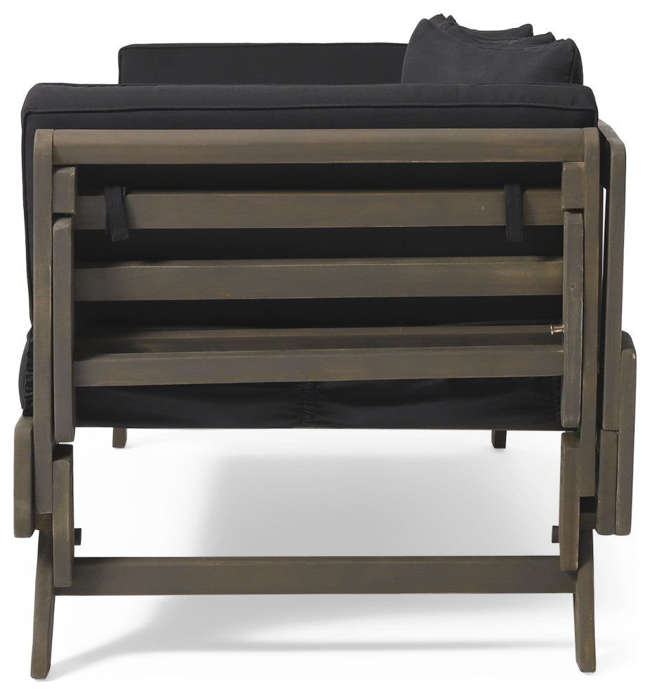 Othello Outdoor Acacia Wood Daybed With Cushions - Thumbnail 5