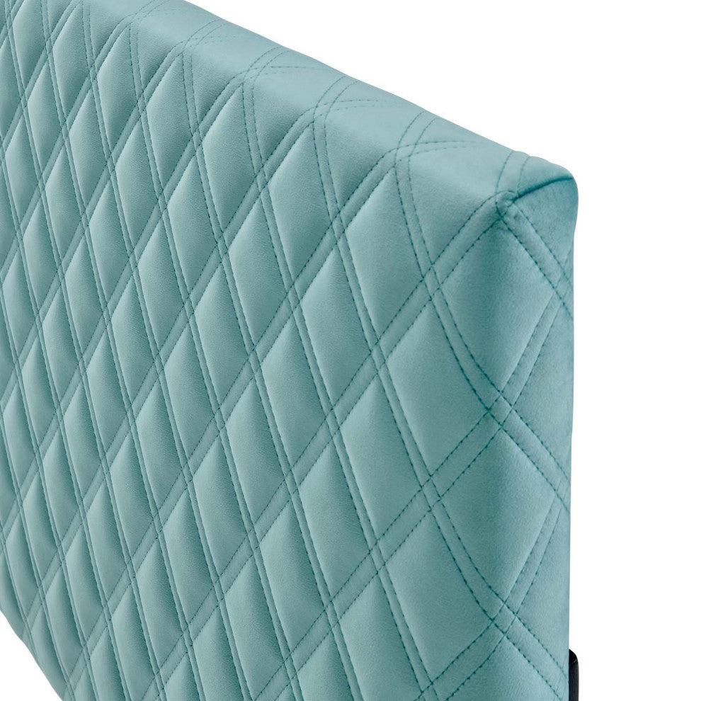 Headboard, King Size, Velvet, Blue, Modern Contemporary, Bedroom Master Suite
