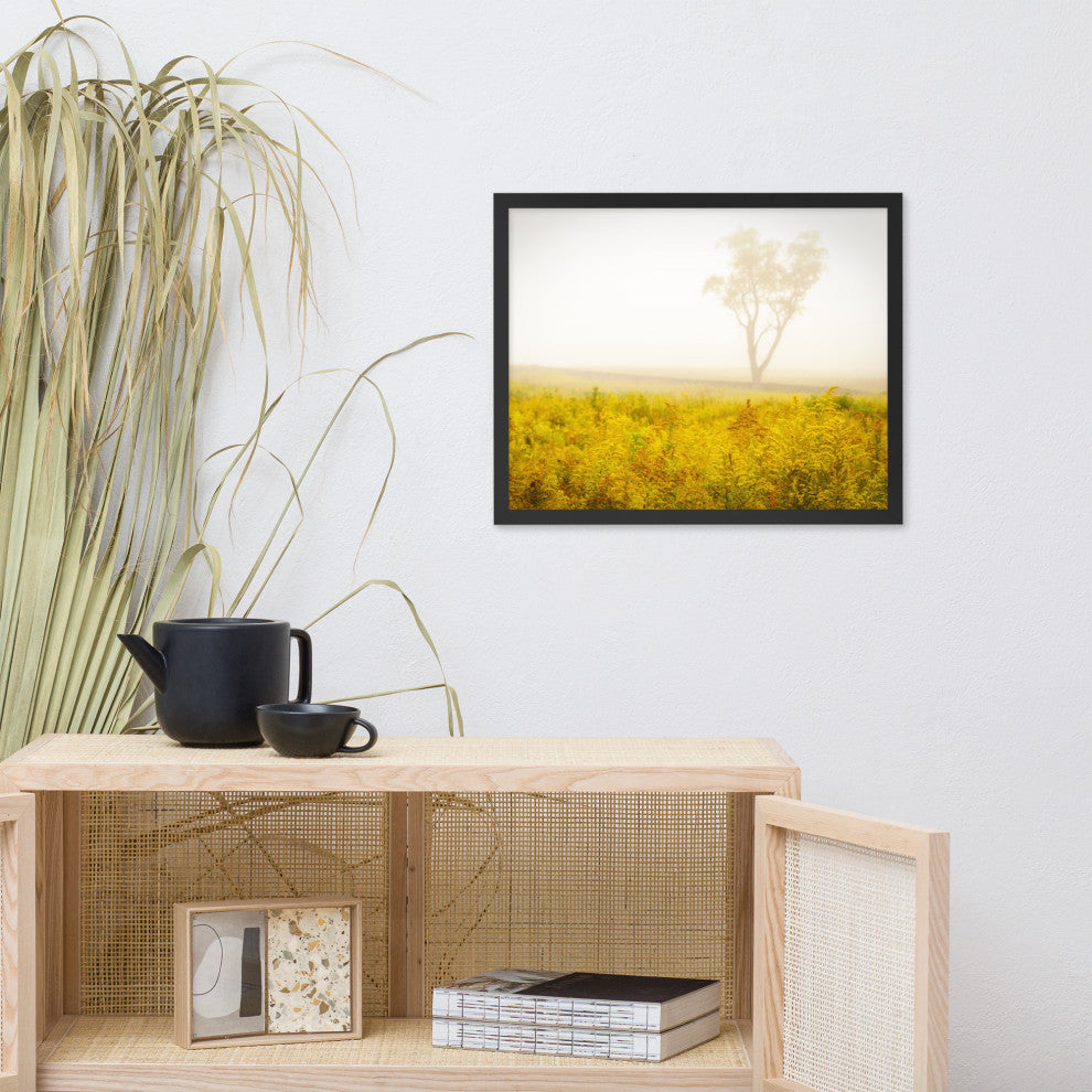 Dreams of Goldenrod and Fog Landscape Framed Photo Paper Wall Art Prints, Black, 16" X 20"