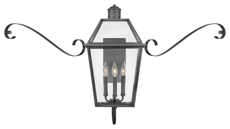 Hinkley Nouvelle Large Wall Mount Lantern, Blackened Brass