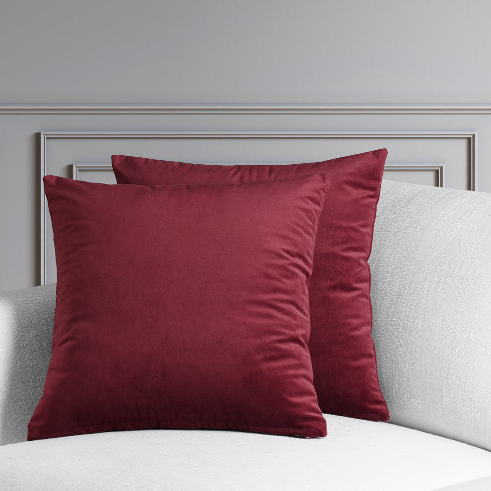 Heritage Plush Velvet Cushion Cover Pair, Cinema Red, 18w X 18l