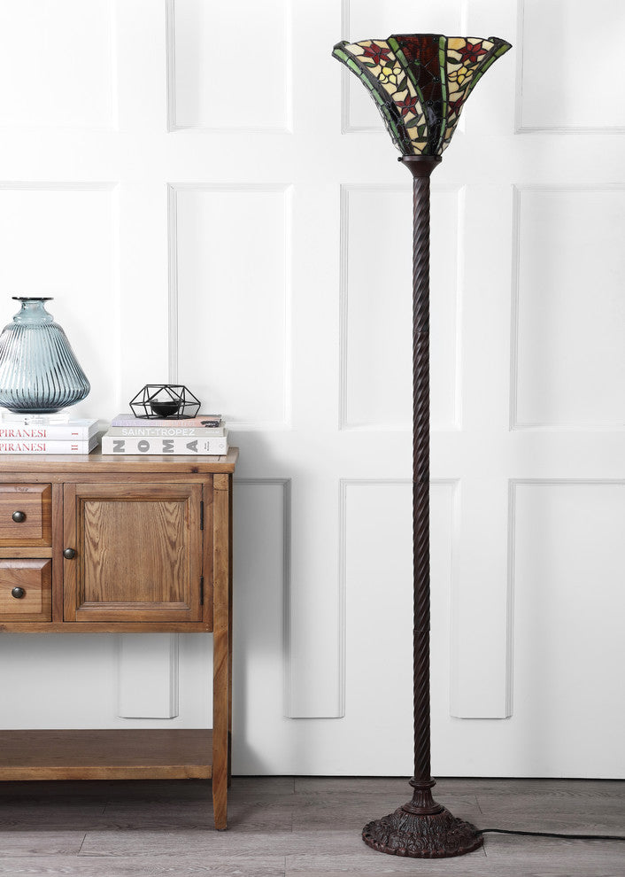 Williams Tiffany-Style 71" Torchiere Floor Lamp, Bronze