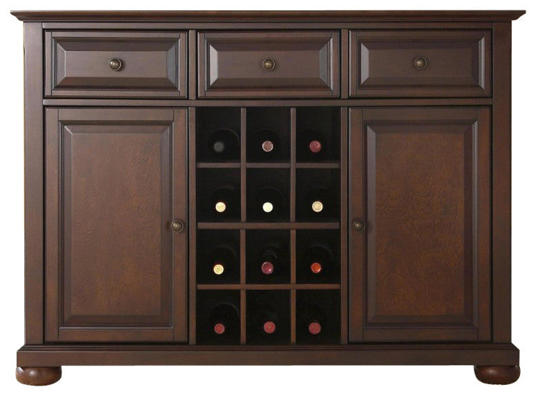 Alexandria Buffet Server / Sideboard Cabinet, Wine Storage, Vintage Mahogany