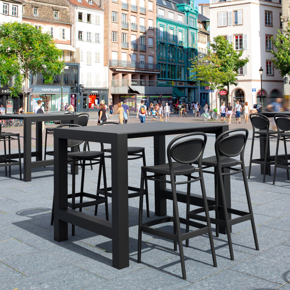 Vegas Marcel 5-Piece Bar Set With 39"-55" Extendable Black