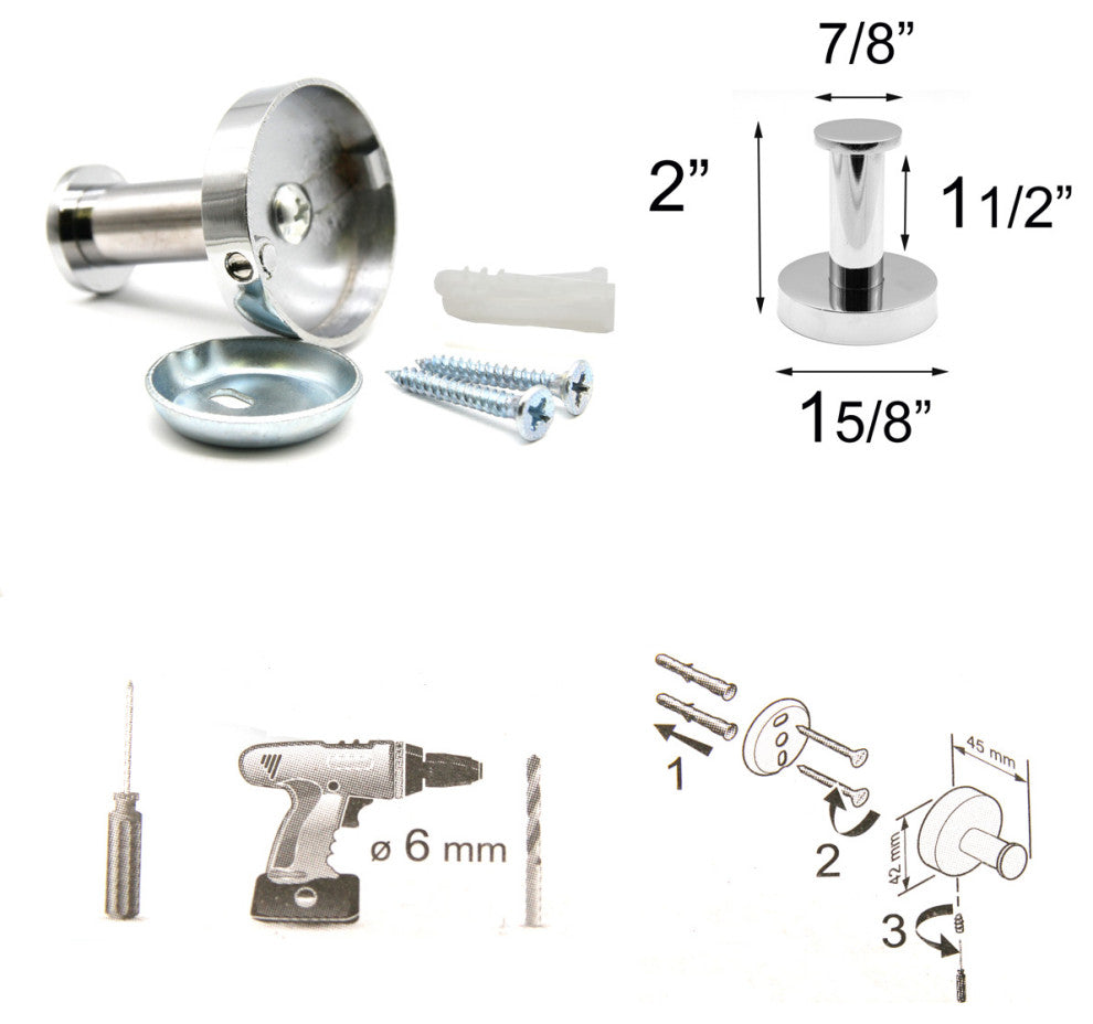 Wall Mount Bath Towel Single Robe Hook Polished Stainless Steal