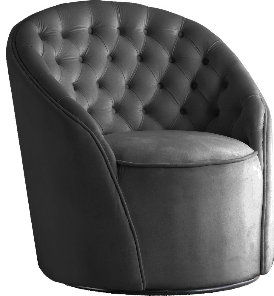 Alessio Velvet Upholstered Accent Chair, Gray