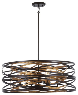 Minka Lavery Vortic Flow 6 Light Pendant, Dark Bronze / Mosaic Gold
