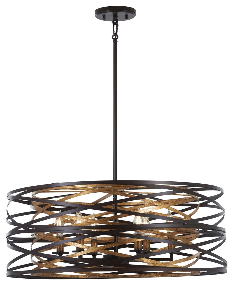 Minka Lavery Vortic Flow 6 Light Pendant, Dark Bronze / Mosaic Gold