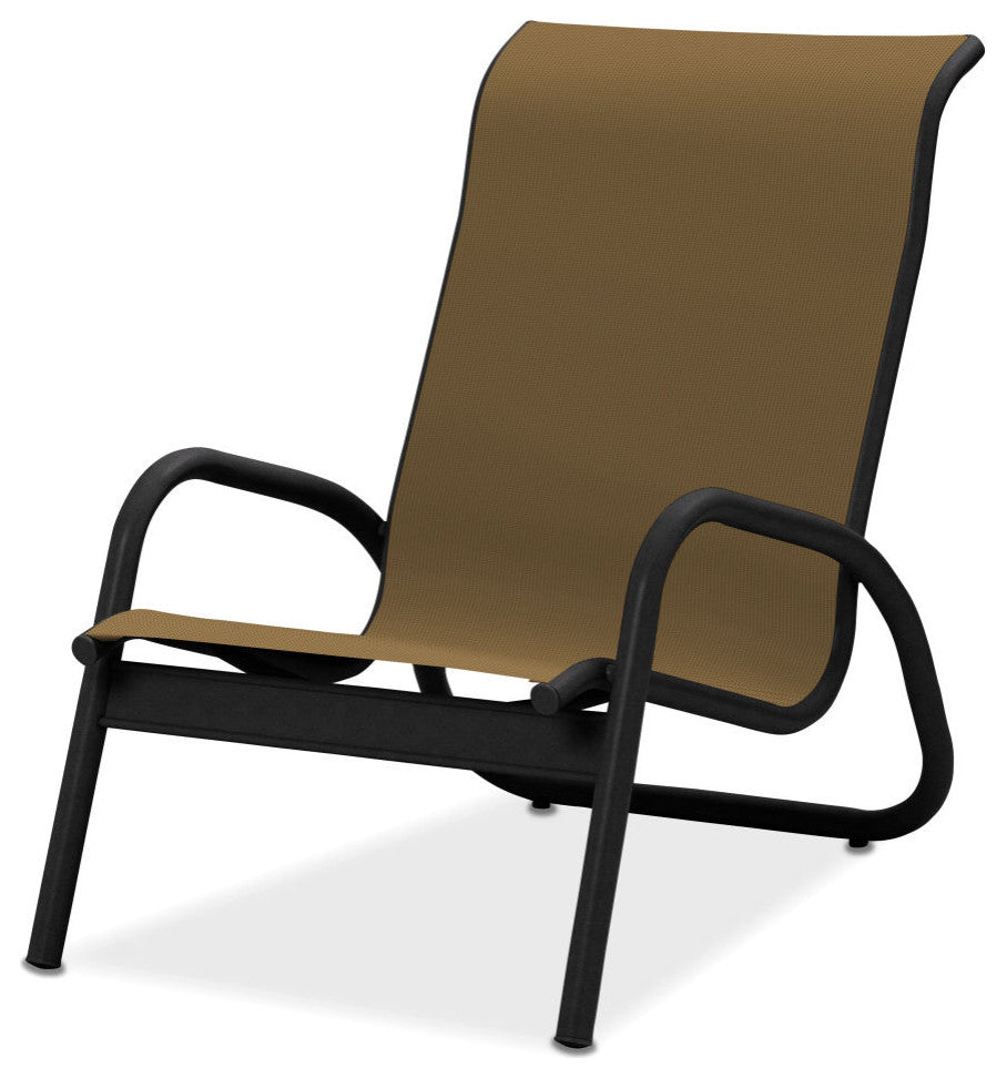 Gardenella Sling Stacking Poolside Chair, Textured Black, Pecan