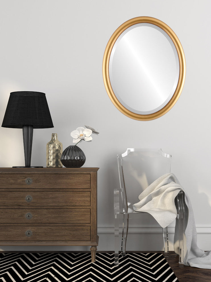 Pasadena Framed Oval Mirror, Desert Gold, 17"x21"