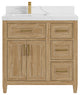 Santa Monica 36 Left Offset  Bath Vanity in Whitewashed Teak 2" Calacatta Laza