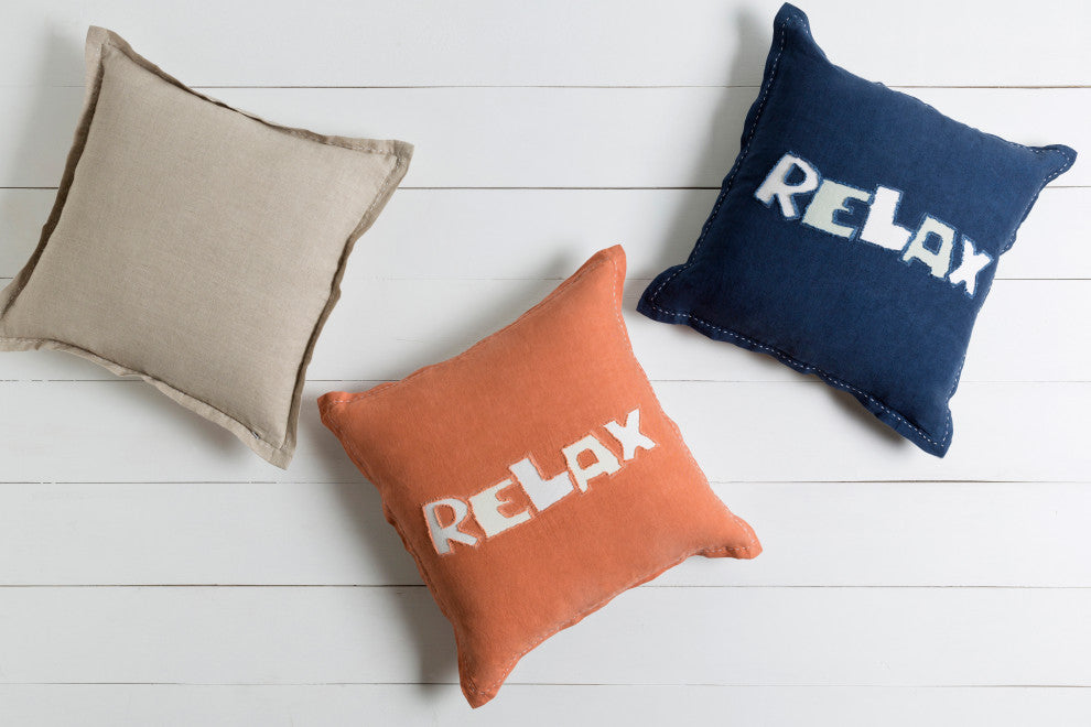 Surya Relax RX-003 18"x18" Pillow Kit, White/Burnt Orange/Cream