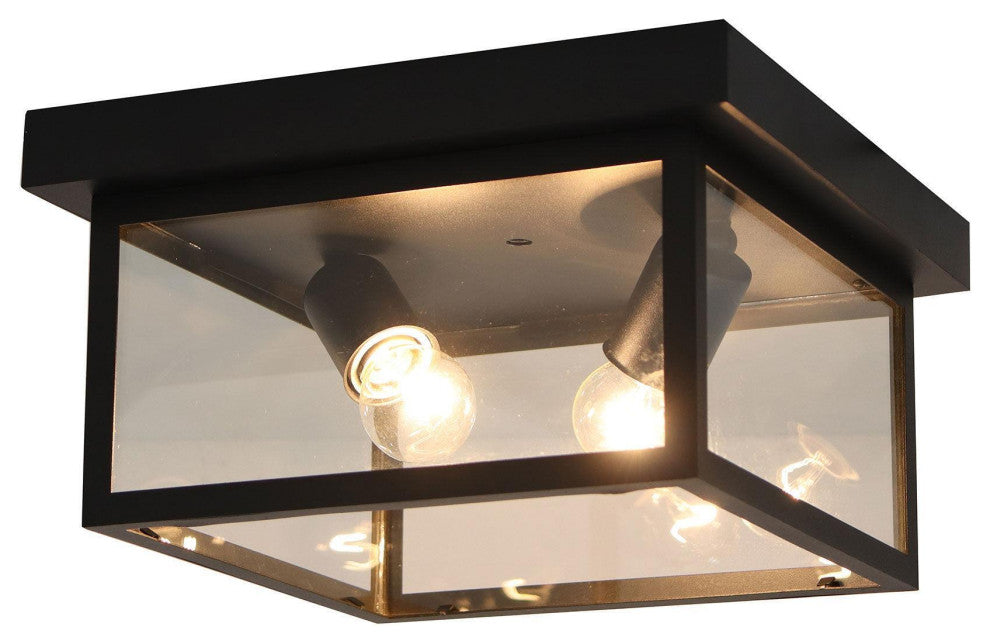 LNC 2-Light 11" Matte Black Square Modern/Contemporary LED Flush Mount Light