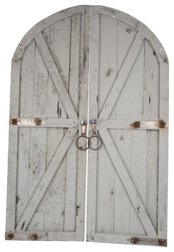Farmhouse Arched Pair Wooden Doors, Small, Gray