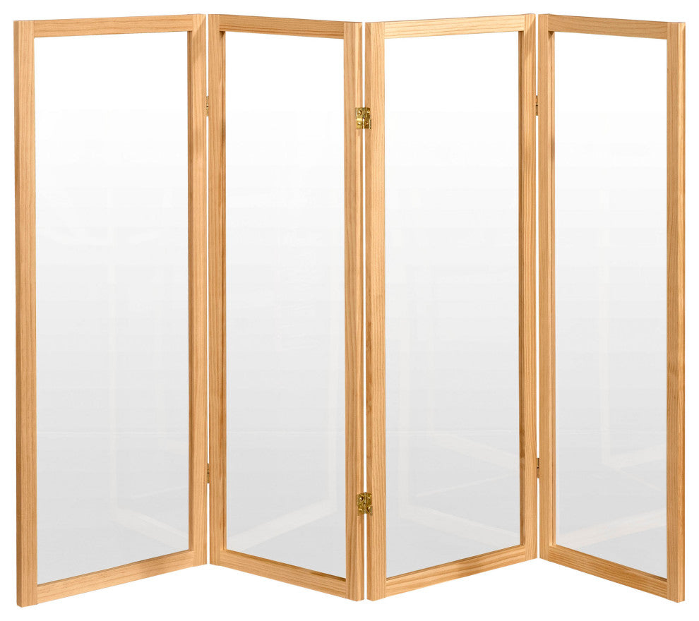 4' Tall Clear Screen, Natural, 4 Panel