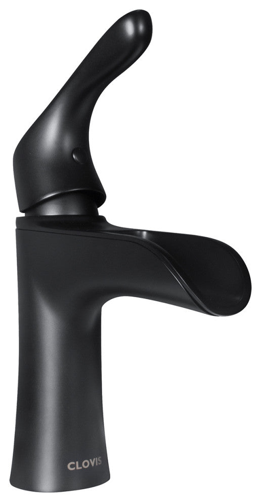 Waterfall Single Handle Single Hole Bathroom Faucet With Pop Up Drain Assembly, Matte Black