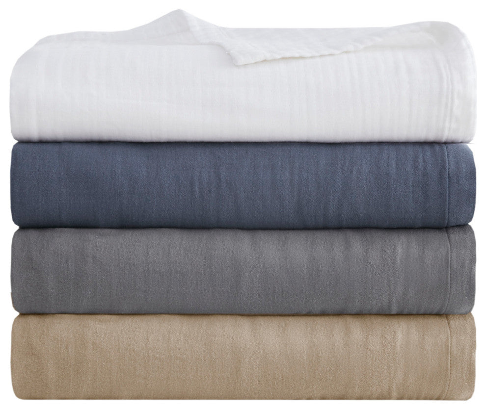 Clean Spaces Gauze 100% Cotton Lightweight Blanket, Blue