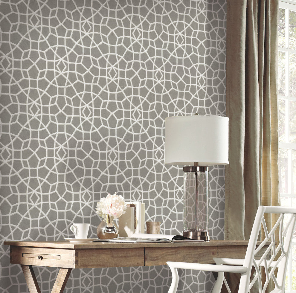 Grey Sculptural Web Wallpaper