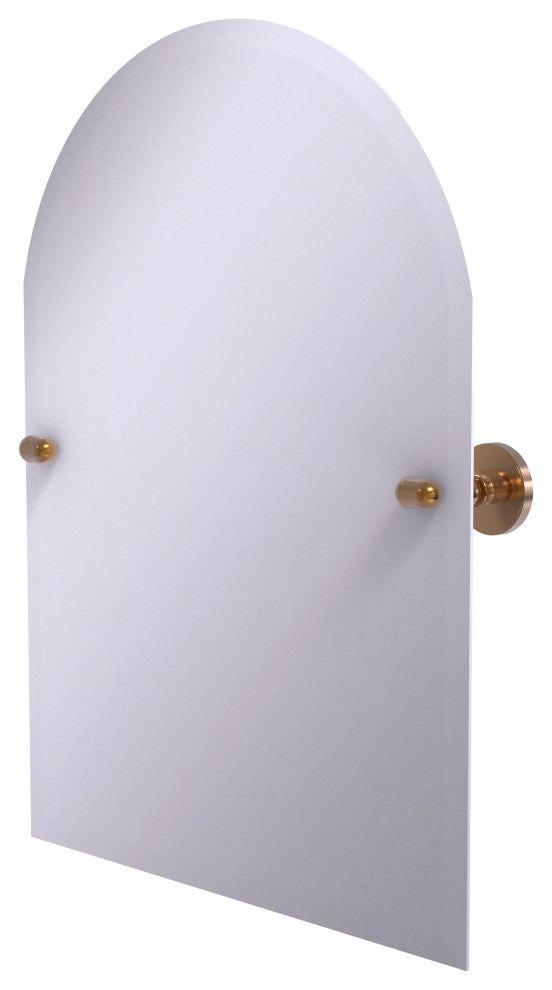 Frameless Arched Top Beveled Edge Tilt Mirror, Brushed Bronze