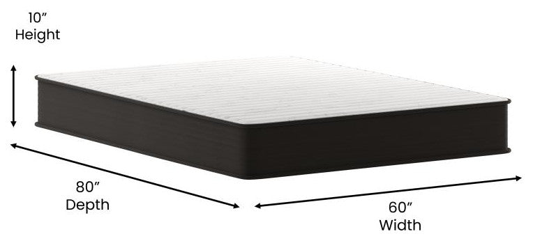 Dream 10 Inch Hybrid Mattress in a Box, White/Black, Queen