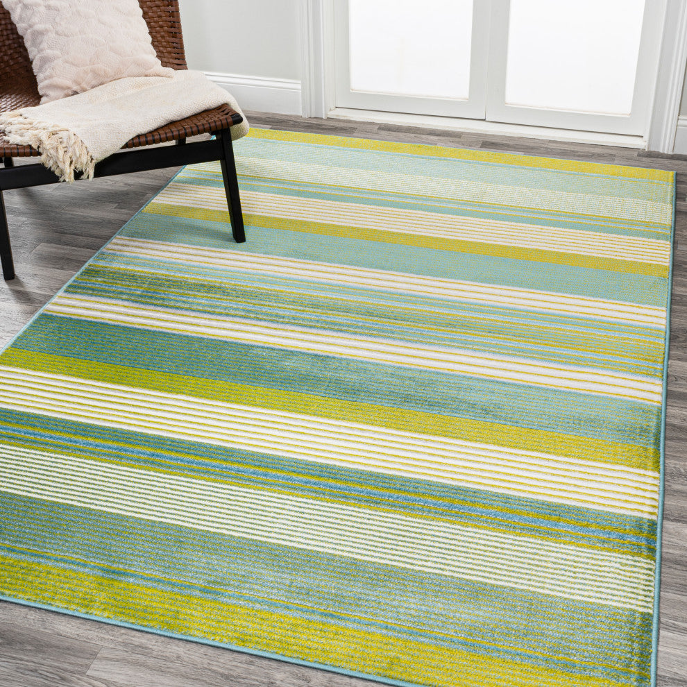 Duxbury Gradient Ticking Striped Green/Blue 8'x10' Area Rug