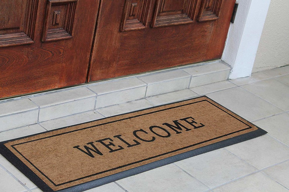 A1HC First Impression Welcome Hand-Crafted Rubber Coir Double Door Mat, 18"X48"