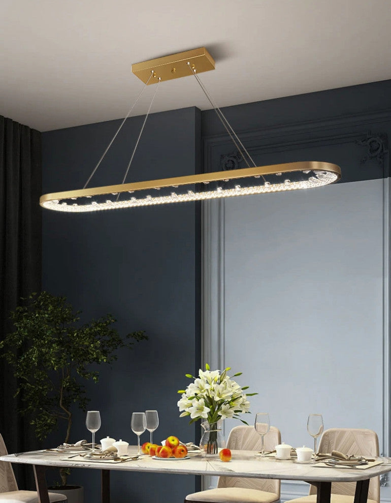 Zeddiani | Gold Rings Led Crystal Chandelier for Bedroom, Oval