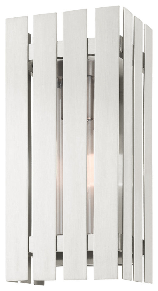 Livex Lighting Greenwich 1 Light Brushed Nickel Medium Outdoor Wall Lantern