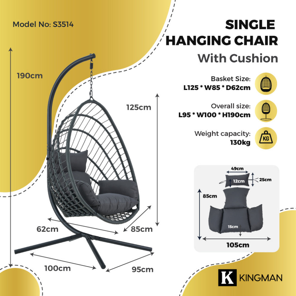 Kingman Basket Swing Basket Egg Chair with Stand
