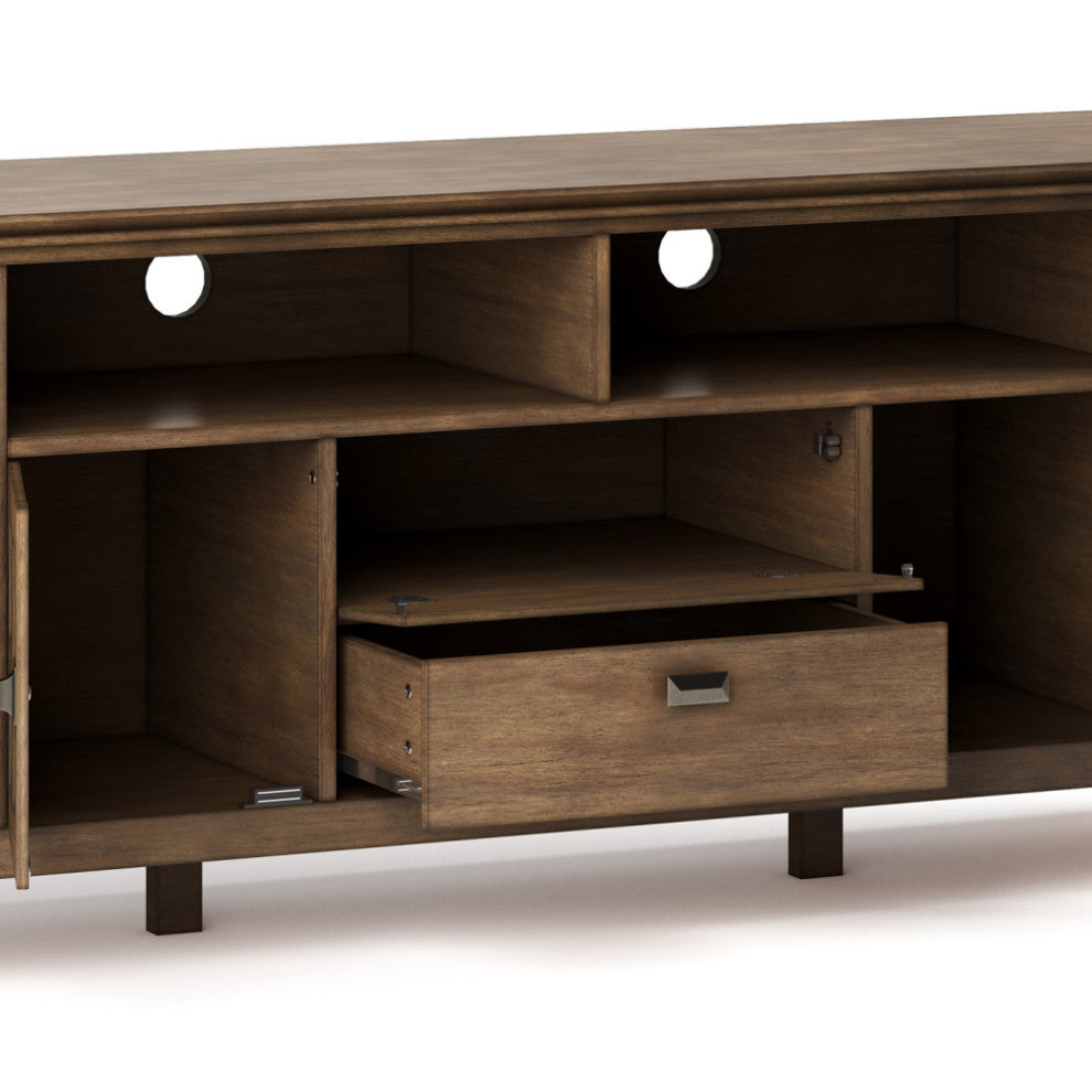 Artisan Solid Wood 72" TV Media Stand For TVs up to 80", Rustic Natural Aged Brown
